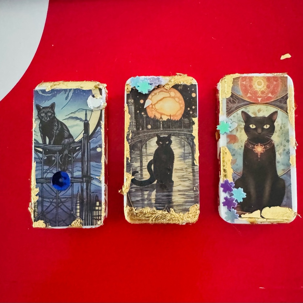 Black Cat Domino magnets Set